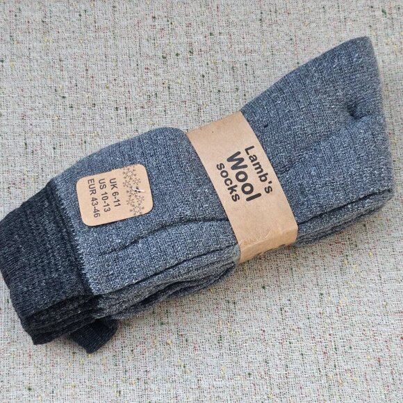Lamb Wool Socks Gray Socks Set of 3 Socks Men Crew Socks New with tag Unbranded - Picture 4 of 10